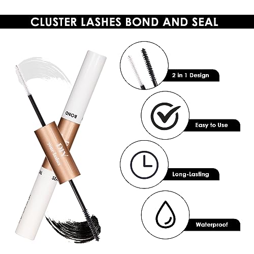 Lash Clusters DIY Lash Extensions Kit 320pcs Individual Lashes Clusters 30D 40D D Curl Eyelash Extension Kit with Applicator and Lash Bond&Seal,Clusters Lash Glue Remover Mix 10-16mm (30D+40D-320 KIT)