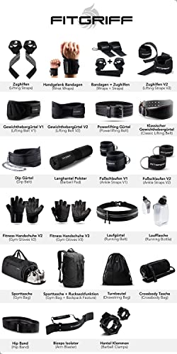 Fitgriff® Ankle Straps V1 for Cable Machine (2 Pieces) - Gym Workout Equipment - Leg Pulley Attachment, Kickback Straps (Ca­mo-Grey)