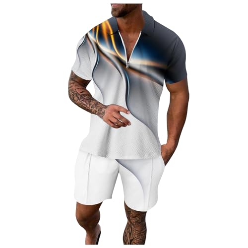 Generic Mens Matching Sets Shorts and Polo Shirt 2 Piece Outfits Summer Fashion Casual Tracksuits for Workout Gym Sports, X-Large, #D04-red