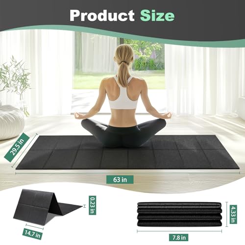 Treadmill Mat, Exercise Mats for Home Workout, 63"x29.5", 1/4", Compatible with Peloton, Foldable Walking Pad for Carpet, Hardwood Floors, Bike and Exercise Equipment, Noise Shock Absorption