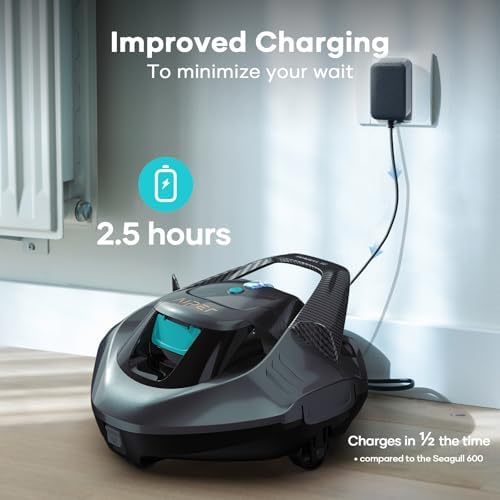 AIPER Cordless Robotic Pool Vacuum, Self-Parking Technology, Portable, Ideal for Above-Ground Flat Pool up to 40 Feet, White (Renewed)