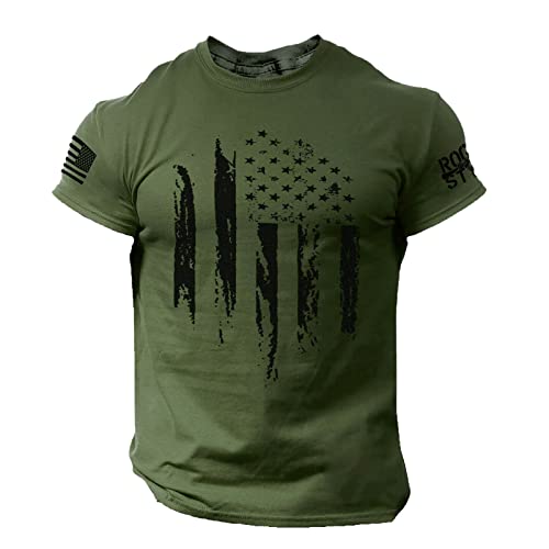 Ymosrh T Shirts for Men Graphic, 4th of July Shirts American Flag T-Shirt Man Patriotic Tee Muscle Shirts (L, Green)