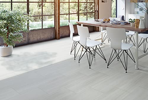 MSI AMZ-LVT-0174P 7 inch x 48 inch Luxury, Rigid Core Planks, Tile, Click Lock Floating Floor, Waterproof LVT Vinyl, 11.81" W x 23.62 L X 5mm T, White Ocean White-Cool, 1278 Square Feet