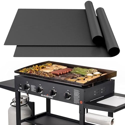 UBeesize 2 Pack Nonstick Grilling Mats for 36 Inch Blackstone Griddle, Resuable Cooking Mat for Grilling, BPA and PFOA Free Heavy Duty BBQ Grill Mats, Griddle Accessories Kit-36x21.25 Inch
