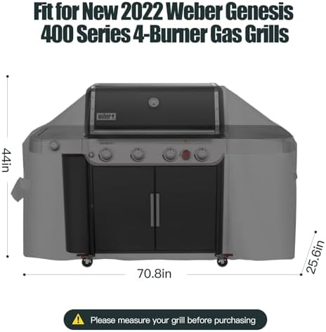 70 Inch Premium Grill Cover Fit for Weber Genesis and Genesis II 400 Series Grills, and New 2022 Genesis 400 Series 4-Burner Grills, Heavy Duty Waterproof Fade Resistant