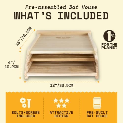 BIGBATBOX Wooden Outdoor Bat House Kit - Clean Your Backyard from Mosquitoes - Proven Design Guaranteed to Attract Bats
