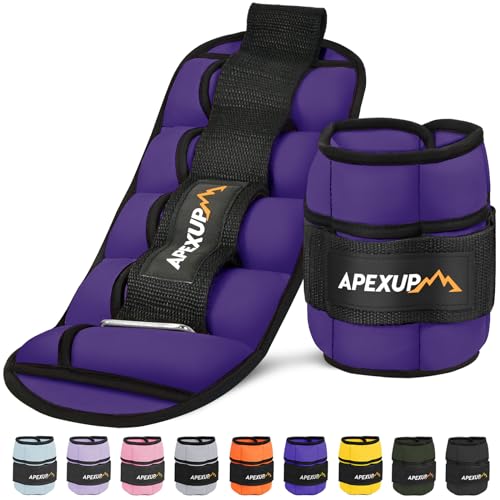 APEXUP 10lbs/Pair Adjustable Ankle Weights for Women and Men, Modularized Leg Weight Straps for Yoga, Walking, Running, Aerobics, Gym (Purple)
