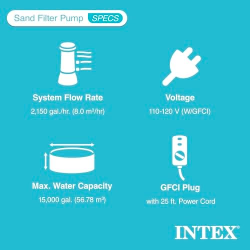 Intex Sand Filter Pump & Saltwater System for Up to 15,000 Gal Pools, Krystal Clear - Automatic Algae Control & Above-Ground Swimming Pool Cleaning