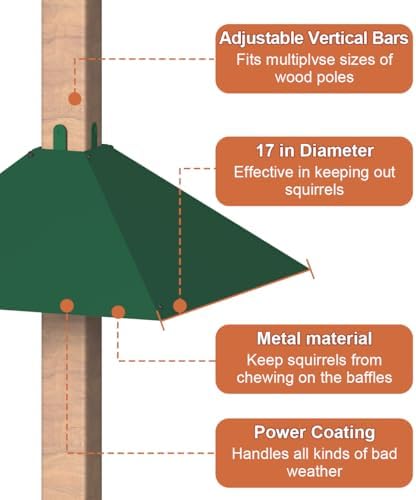 Metal Squirrel Baffle for 4x4 Post, Outside Wooden Pole Mount Squirrel Guards for Bird Feeders, 17 Inch Squirrels Deterrents Stopper to Deter Racoons, Green, 2pcs