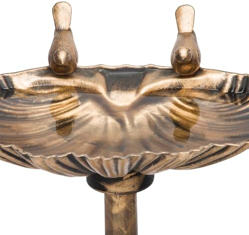 Alpine Corporation 31" Tall Outdoor Vintage Birdbath with Bird Figurines Yard Statue