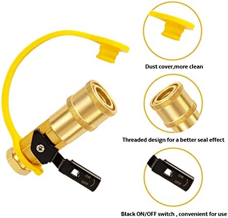 1/4" RV Propane Quick Connect Adapter for Propane Hose, Quick Connect or Disconnect Kit Fitting Shutoff Valve and Full Flow Plug 1/4" Male NPT 1/4 Inch Female NPT for RV,Trailer,BBQ
