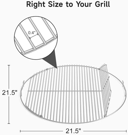 SHINESTAR Hinged Grill Grate, Fits for Weber 22" Charcoal Grills, 21.5" BBQ Cooking Grate Compatible with Original Kettle, Master Touch, Performer, and Jumbo Joe Premium