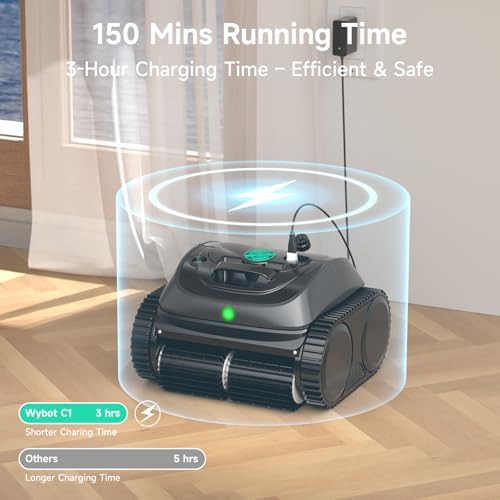 (2025 Upgrade) WYBOT C1 Robotic Pool Vacuum for Inground Pools, Cordless Pool Cleaner, 4-in-1 Wall & Waterline Cleaning Up to 1,614Sq.ft, Smart Navigation, App Support