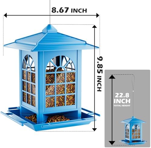 Birdream 2 Pack Bird Feeders for Outdoors Hanging - 7LB Total Capacity Classic Courtyard Design Fun Assembly Large Bird Feeder, Attracting Wild Birds Cardinals Goldfinches Sparrows - Blue