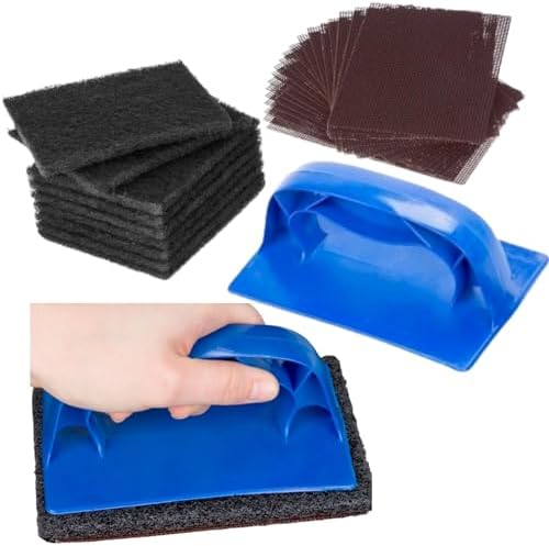 (31 Pieces) Grill & Griddle Cleaning Kit with Screen/Pad Holder, 10 Polish Pads, 20 Cleaning Screens and Heat-Resistant Holder for Safe and Efficient Griddle Cleaning (31 Pads,Screens & PadsHolder)