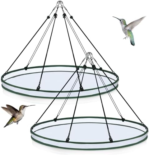 Universal Wild Bird Seed Catcher Hanging Hoop Platform Bird Seed Catcher Tray for Hummingbird Feeders Bee Feeder Outdoor Garden Accessories(2 Pieces,30 Inch)