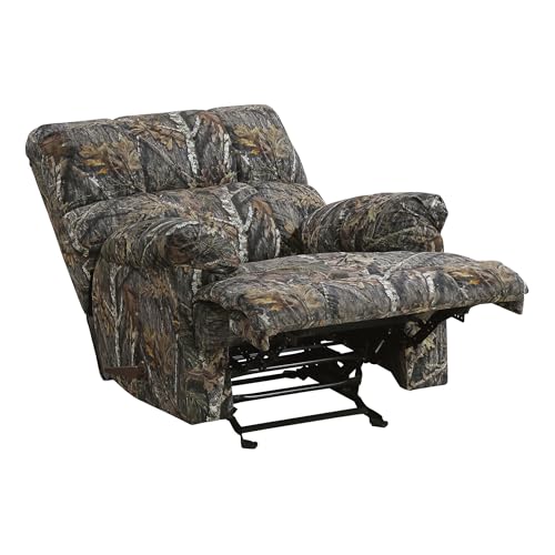 Lexicon Glider Recliner Chair with Lever Handle, Textured Microfiber Manual Recliner, Plush Stitching Cushion, Pillow Top Arms, Rustic Armchair for Cabin/Living Room, Easy Assembly, Camouflage