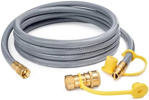 GASPRO 12 Feet 1/2" ID Natural Gas Hose, Low Pressure LPG Hose with Quick Connect, for Weber, Char-broil, Pizza Oven, Patio Heater and More