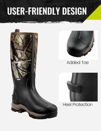 TIDEWE Hunting Boot for Men, Insulated Waterproof Sturdy 16" Men's Hunting Boot, 6mm Neoprene and Rubber Outdoor Boot Next Camo G2 US Size 7
