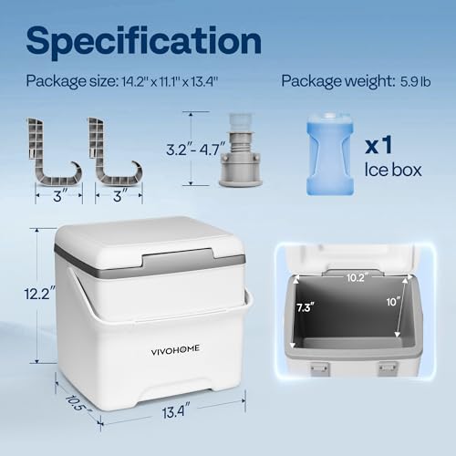 VIVOHOME 13QT Portable Pool Cooler with Handle - Hanging Poolside Design, Insulated Hard Cooler for Above-Ground Pools, Keeps Drinks Cold Up to 3 Days, Great for Pool Party, Fishing, Camping, Beach