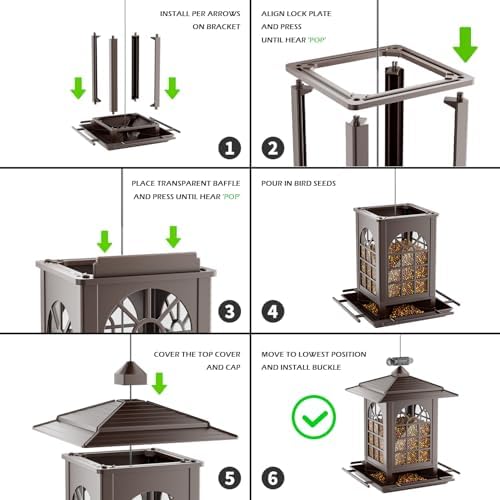 Birdream 2 Pack Bird Feeders for Outdoors Hanging - 7LB Total Capacity Classic Courtyard Design Fun Assembly Large Bird Feeder, Attracting Wild Birds Cardinals Goldfinches Sparrows - Brown