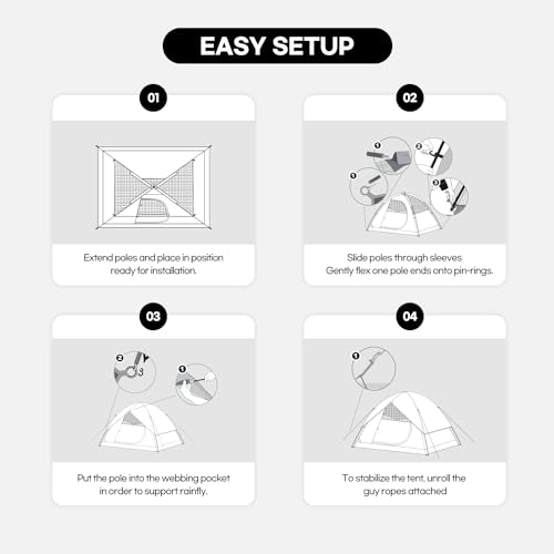 IDOOGEN Tents for Camping 2/4/6 Person Camping Dome Tent, Easy to Set Up, Lightweight Camping Tent, Portable Camping Tent for Outdoor and Backpacking Sundome Tent