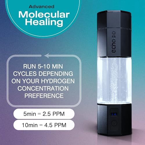 Echo Go+ Hydrogen Water Bottle - Hydrogen Infusion Technology - Rechargeable Water Bottle - SPE & PEM Purification - Active Hydration Support for Skin Health & Immune Function - 10 oz