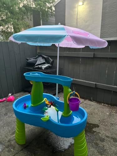 AMMSUN 5ft Seaside Umbrella for Sand Box Water Table - Kids Durable Umbrellas for children Picnic Beach Camping Garden Outdoor Play Shade Pink Dolphin