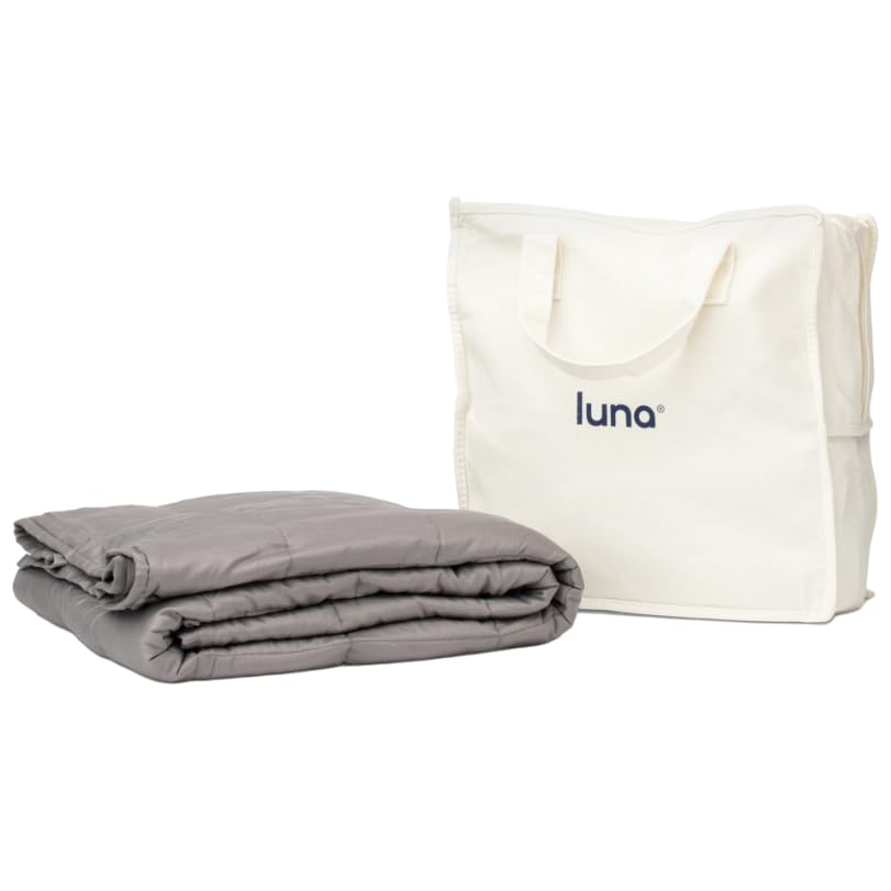 Luna Luxe Cotton Weighted Blanket Kids - Premium Soft Weighted Blanket for Kids - Travel Blanket [5lbs - Child - 36" x 48"] [Light Grey]