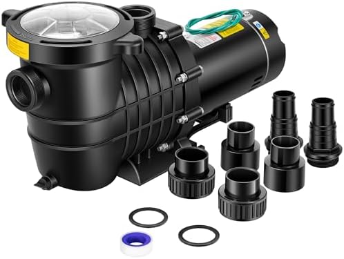 VIVOHOME 2.0HP 6800GPH Dual Voltage Pool Pump, Self-Priming Energy Saving, 1.5" & 2" & 1.25"-1.5" Connectors w/Strainer Basket for In/Above Ground Pools