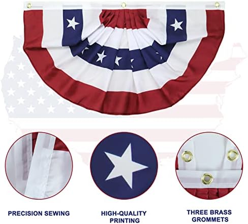 American Pleated Fan Flag, 3 X 1.5 Ft USA Patriotic Flag Bunting Half Fan Banner 4th of july decorations Indoor/Outdoor (red-10pcs)