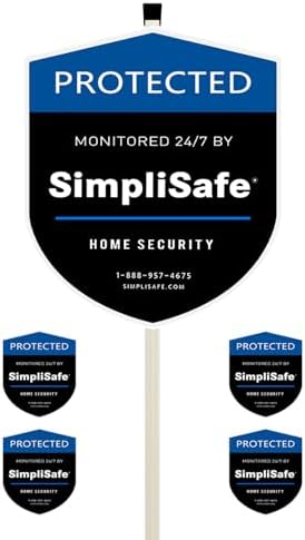 1 Yard Sign with 4 Window Stickers compatible with SimpliSafe Home Security System (STAKE INCLUDED)