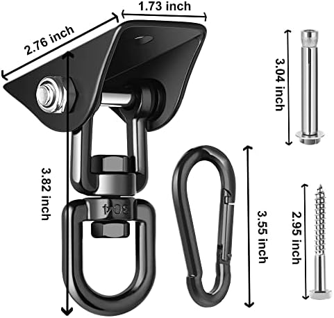 Porch Swing Hanging Kit, 360°Rotating 1200 lb Capacity Hanger for Porch Swing, Hammocks, Swing Chair (2 Pack)