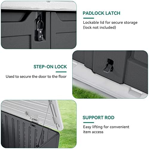 YITAHOME Outdoor Horizontal Storage Sheds w/o Shelf, Weather Resistant Resin Tool Shed, Multi-Opening Door for Storage of Bike, Trash Cans, Garden Tools, 35 cu ft, Waterproof, Lockable, Dark Gray