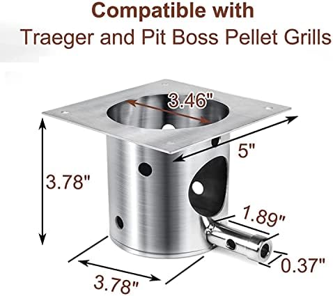 QuliMetal SUS304 Stainless Steel Fire Burn Pot Replacement Parts for Traeger and Pit Boss Pellet Grills, Durable Firepot with Ash Remover and Screws