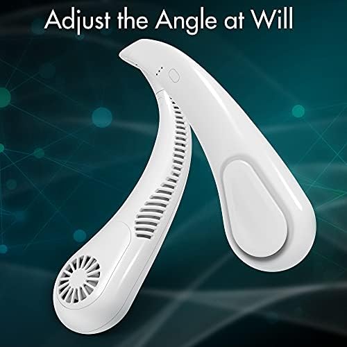 COMLIFE Bladeless Neck Fan, 5000mAh Rechargeable Battery Powered, Angle Adjustable, Hand-free Portable Neck Fan for Both Outdoor & Indoor Use, UL Certified, White