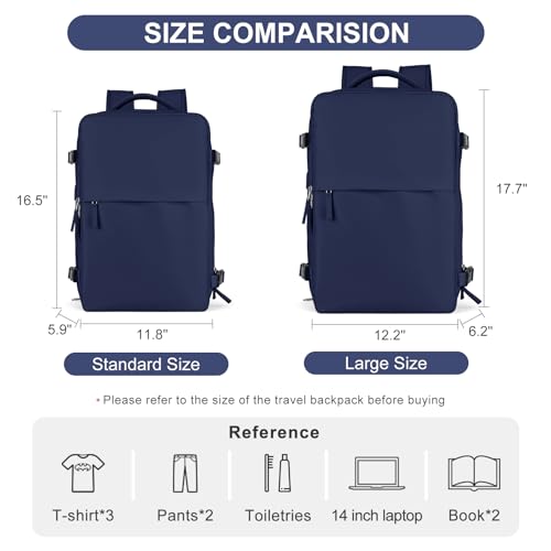 LargeTravel Backpack For Women Men Airline Approved Carry On Bags For Airplanes Underseat Luggage Backpack For Traveling On Airplane Personal Item Travel Bag For Airlines Travel Essentials Navy Blue