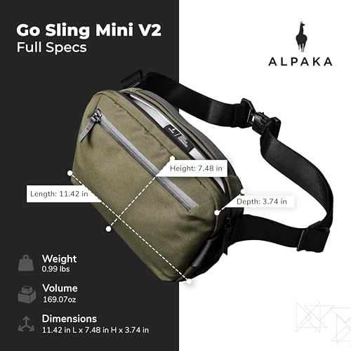 ALPAKA Go Sling Mini V2 Axoflux 300D - Everyday Sling Bag For Women and Men - Fits iPad Mini and More - Weatherproof Fabrics
