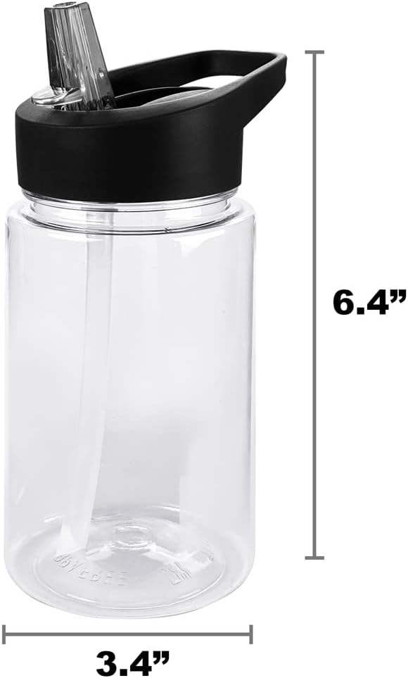 LOGOVISION Sesame Street Kids Tritan Plastic Water Bottle with Straw Lid and Handle, Reusable Tumbler for Toddlers, Unisex for Girls and Boys, 12oz, Big Oscar