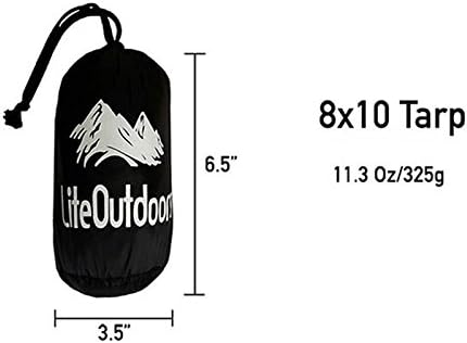 LiteOutdoors Silnylon Tarp - 11.6 Oz. - Ultralight Backpacking Tarp or Hammock Tarp (Grey, 8' x 10')