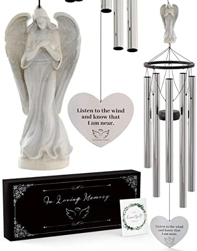 Angel Memorial Wind Chimes for Loss of Loved One - 34" Large Sympathy Wind Chimes, Memorial Gifts for Loss of Loved One Mother Father Husband Bereavement Chimes for Outside Deep Tone