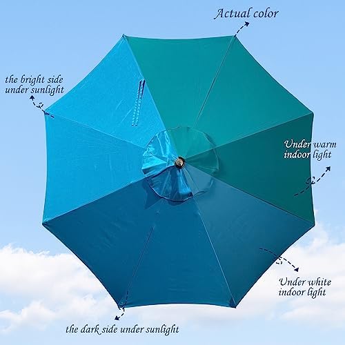 Blissun 9' Outdoor Patio Umbrella, Outdoor Table Umbrella, Yard Umbrella, Market Umbrella with 8 Sturdy Ribs, Push Button Tilt and Crank