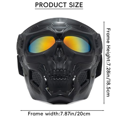 Airsoft Mask, Motorbike Goggles, Skull Mask, Paintball Mask, Dirt Bike Goggles, Tactical Gear, for Halloween, Riding, Paintball, Motorcycle, Outdoor Sports (Brown)