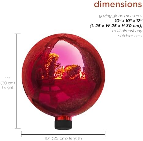 Alpine Corporation 10" Diameter Indoor Outdoor Glass Gazing Globe Yard Decor, Red