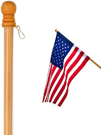 Anley 56" Pine Wooden House Flagpole - for Sleeve House Flags (28" x 40") - Wood Flag Pole with Tangle Free Design, Rotating Rings and Anti-Wrap Tube -Flag and Flagpole Holder NOT Included