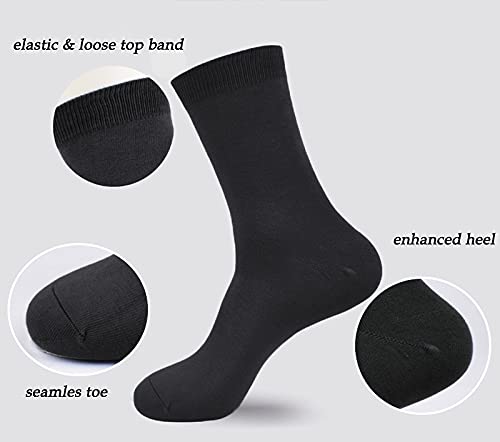 Ait fish Men's 100% Cotton Crew Socks Black and White Pack of 5 for All-season