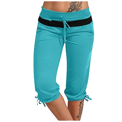 APIVOE Capri Sweatpants for Women Casual Lightweight Capri Joggers Plus Size Drawstring Capri Pants Summer Workout Capris
