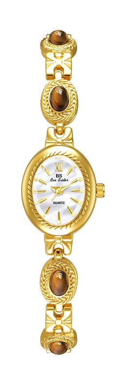 FANMIS Gold Watches for Women with Small Vintage Bracelet Elegant Jade Oval Dial Dress Watch Fashion Quartz Wrist Watch Waterproof Watch (Y Gold White)