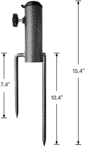AMMSUN Patio Umbrella Steel Anchor Beach Umbrella Heavy Duty Metal Ground Grass Auger Holder Stands Base with Two Forks Ideal for Use in Soil For Flag, Fishing Rod, Outdoor, Park, Lawn