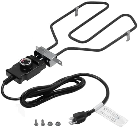 Upgrade 1650W Electric Smoker Heating Element with Adjustable Thermostat Controller, Universal Replacement Parts for Smoke Hollow, Charbroil, Dyna-Glo, Masterbuilt, Cuisinart etc Electric Smoker Grill